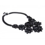 Nightscape Black Hand Painted Floral Stone Necklace